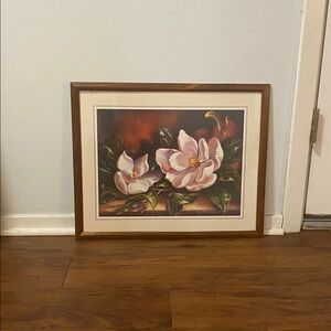 Floral Art Print in Wooden Frame